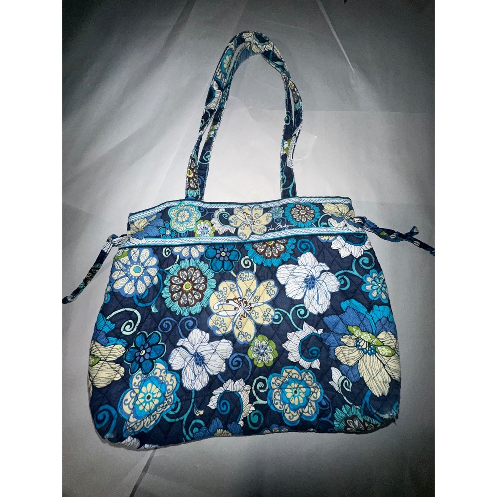 Vera Bradley Quilted Cotton Tote Bag in Mod Floral Blue Shoulder Bag